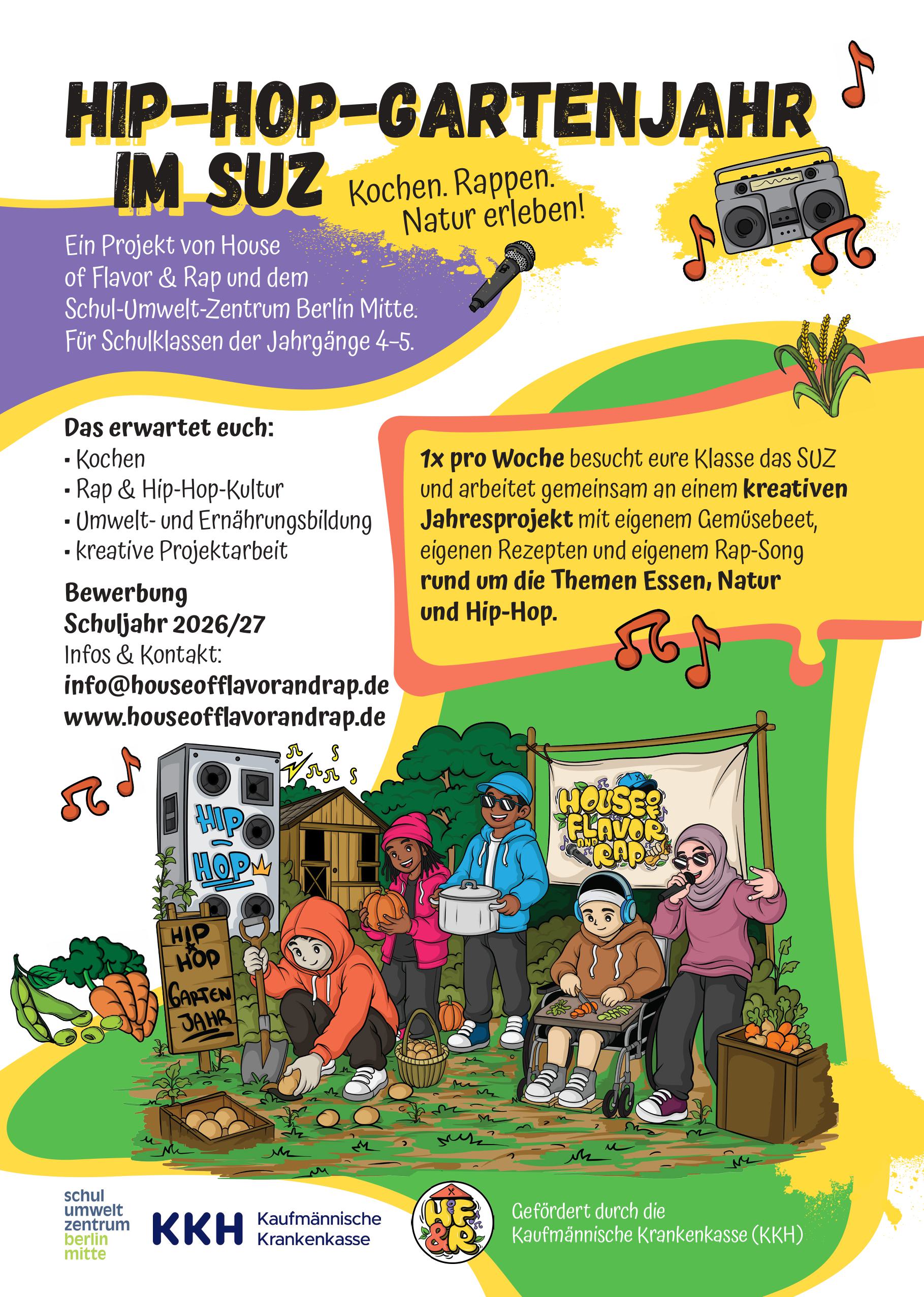 🎤🌱 Lehrkräfte der Klassenstufe 4/5 aufgepasst: Im August startet das Hip-Hop-Gartenjahr mit dem House of Flavor and&nbsp;Rap!!!